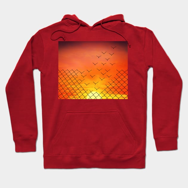 sunset birds escape Hoodie by psychoshadow